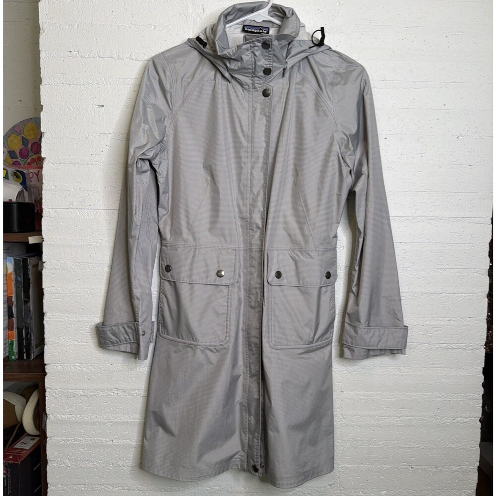 Patagonia Torrentshell Rain Trench Coat Jacket Women XS Gray H2N Gorpcore PNW